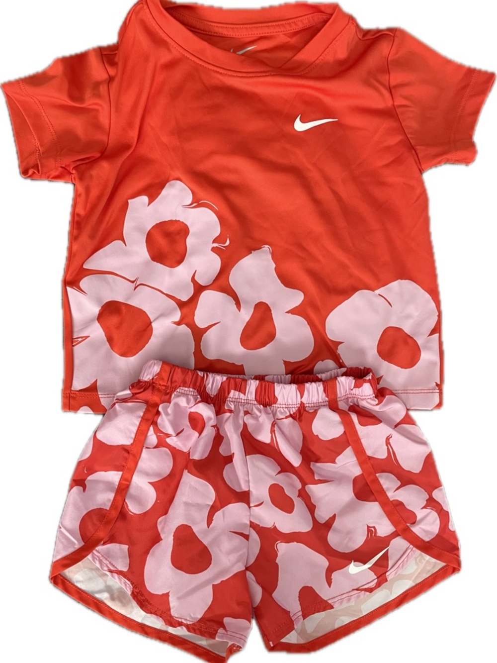 Nike Bright Orange Dri-FIT Kids' Tee with White Swoosh